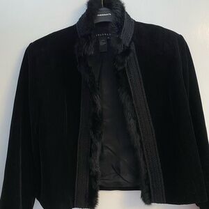 Spanner Black Velvet Faux‑Fur Trim Jacket – Women’s Medium